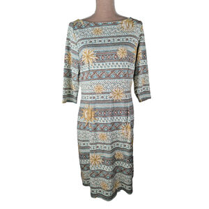 J. Mclaughlin Midi Dress Sz L Celestial Print Catalina Cloth Colorful Retro